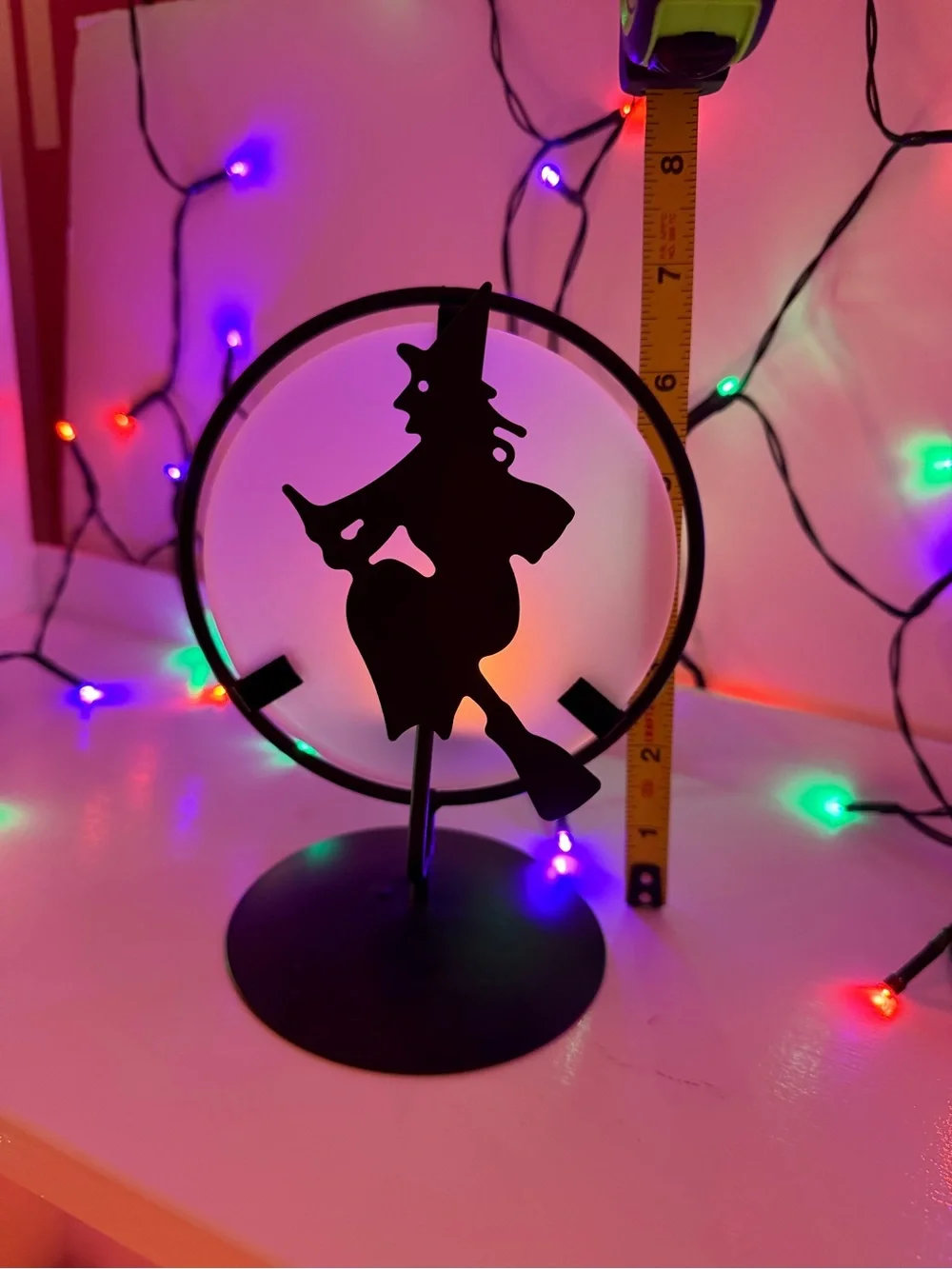 Halloween Decor vintage Pier 1 Witch on broom Tea light